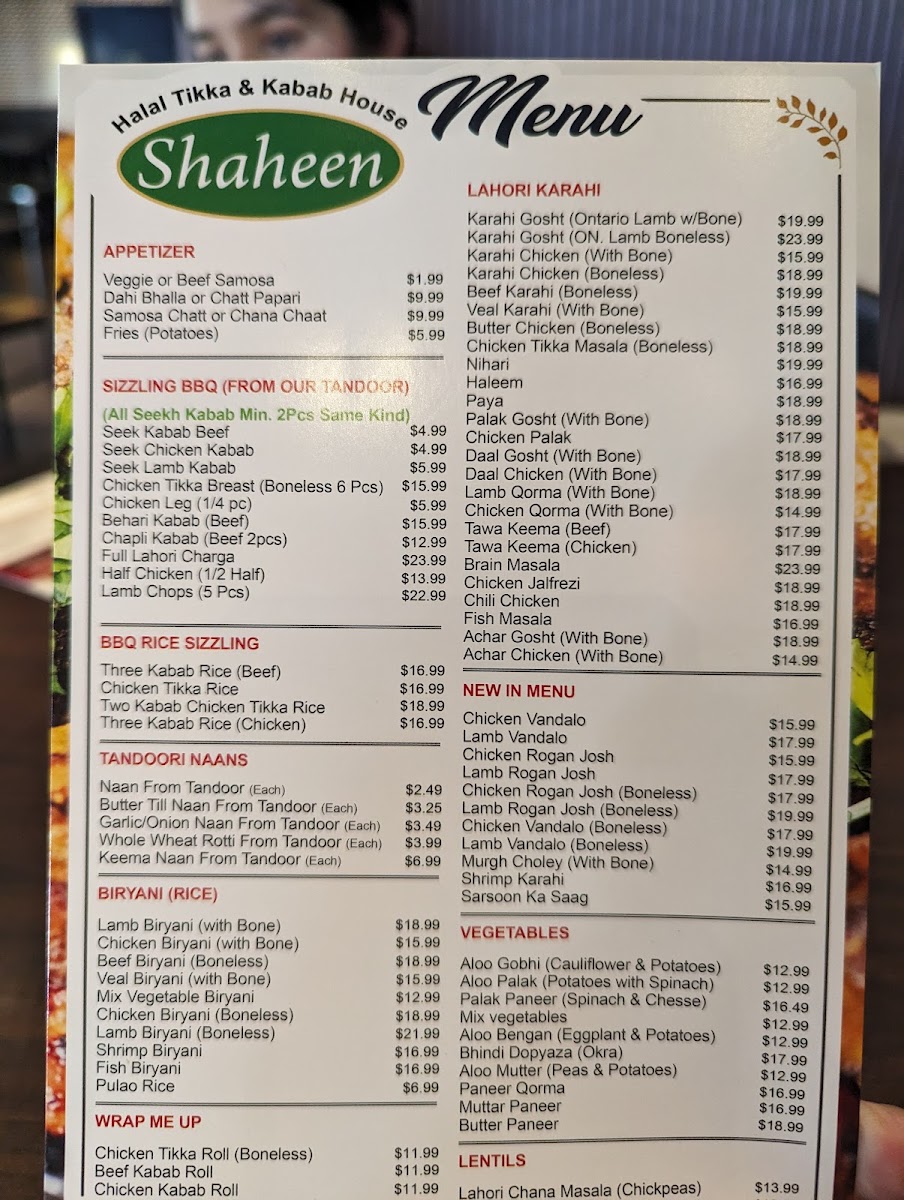 Shaheen Tikka & Kabab House Menu - Image 2