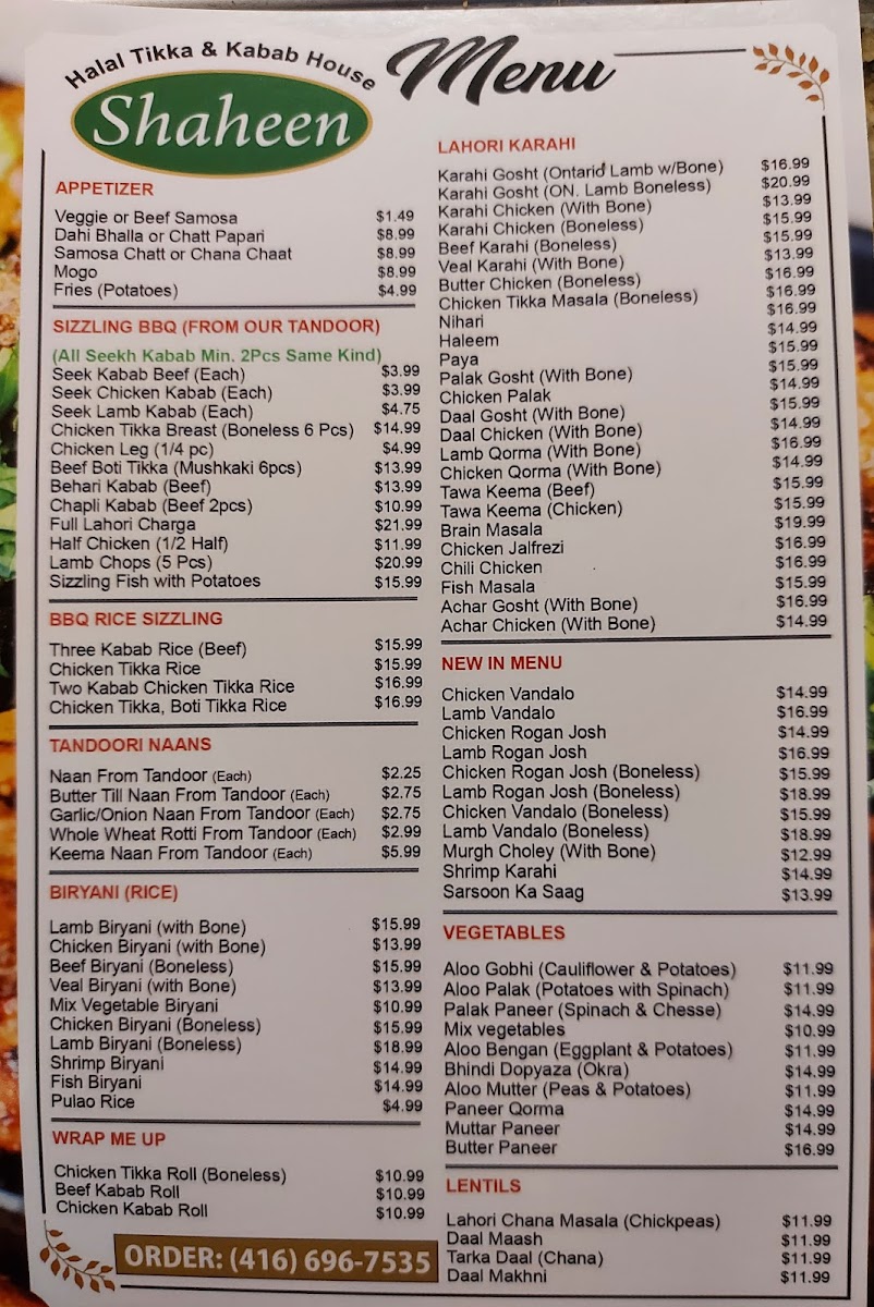 Shaheen Tikka & Kabab House Menu - Image 3