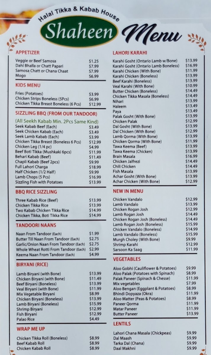Shaheen Tikka & Kabab House Menu - Image 4